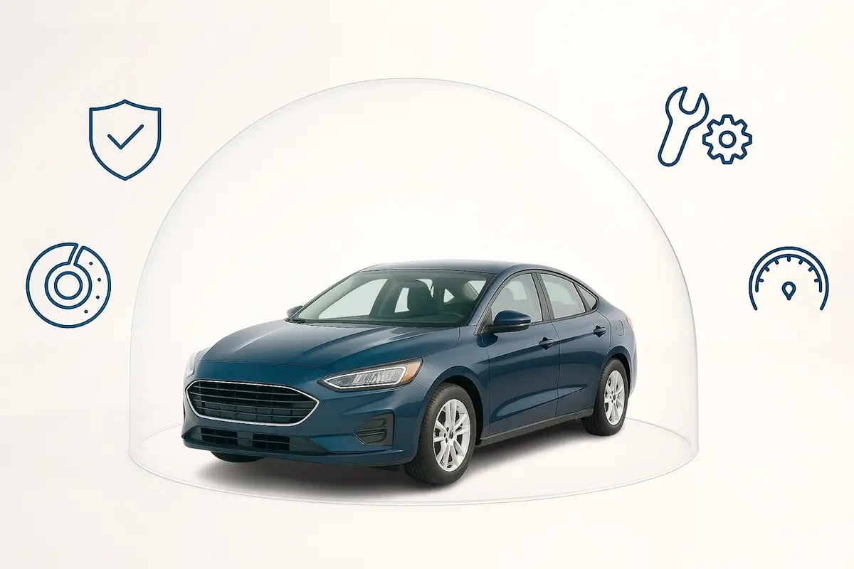 Zwei Personen sitzen im Fahrzeug, die Sonne scheint und sie lachen.