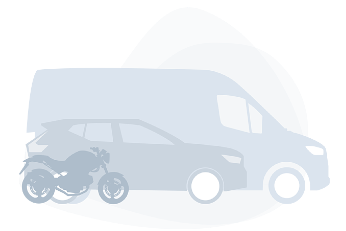 Eine Grafik eines Kastenwagens, PKW und Motorrads